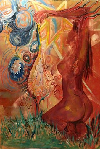 Large one of a kind original figurative acrylic painting 4'x3' painted on masonite"Manifestation"