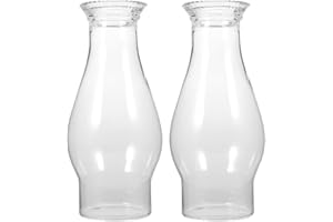 OSALADI Glass Lamp Shade 2pcs Oil Lamp Globe Hurricane Lamp Replacement Glass Clear Crimped Top Chimney Kerosene Lamp Shade Glass Oil Lamp Chimney Hurricane Vintage Lamp Shade