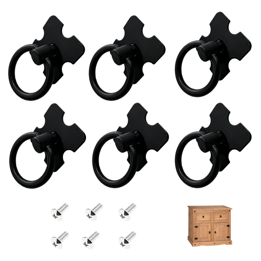Eachave Black Drawer Knobs Cabinet Knobs, Metal Pull Handles, Vintage Drawer Knobs Pulls Handles for Wardrobe Cupboard Dresser Furniture(6 PCS)