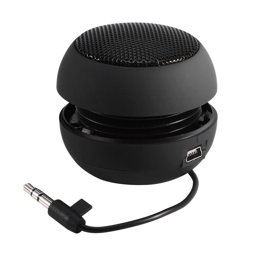 VBESTLIFE Mini Speaker, Pop Up Portable Hamburger Rechargeable Universal Wired Speaker with USB Charging Cable for Smartphones MP3 PC (Black)