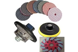POLISHING ABRASIVE TOOLS MART 3/8" Diamond Radius Bullnose granite countertop Shaping router bit 4" Diamond Resin Dry Polishing Pad sanding disc grinding cup wheel 8+1 stone concrete floor surface repair terrazzo sander