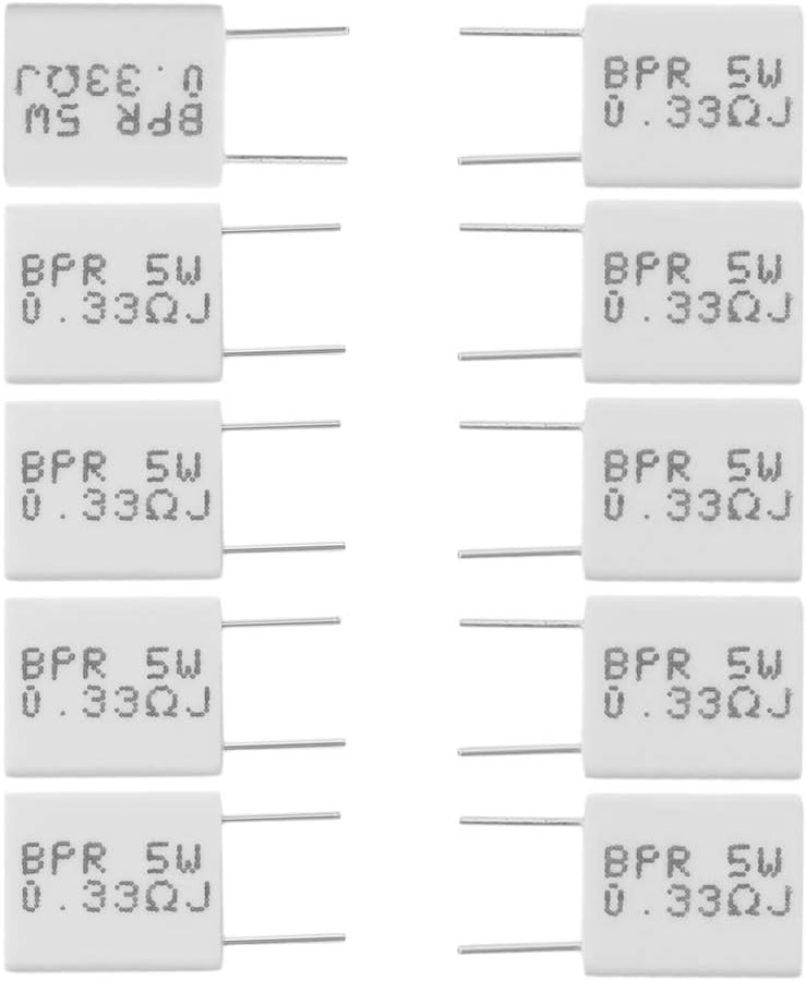 Rtengtunn 10 Pieces 0.33R 5 W 5% Cement Resistor 0.33R 0.33Ohm Non-Inductive Resistor BPR56