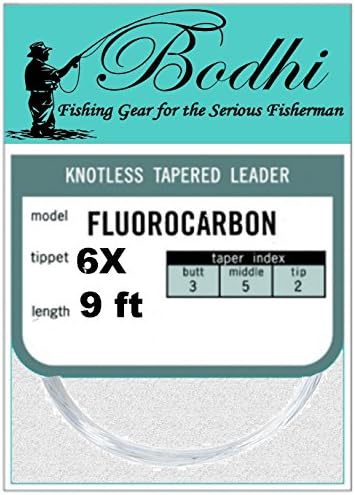 Bodhi 9 foot 6x Tapered Leader for Fly Fishing