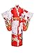 Old-to-new Women's Silk Traditional Japanese Kimono Robe with Pagoda Print Red