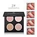 Indexu 4 Colors Highlighter Bronzer Powder Contour Palette Makeup Palette Concealer Powder 02#(pearl-lustre)