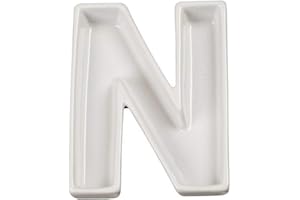 Ivy Lane Design Ceramic Love Letter Dish, Letter N, White