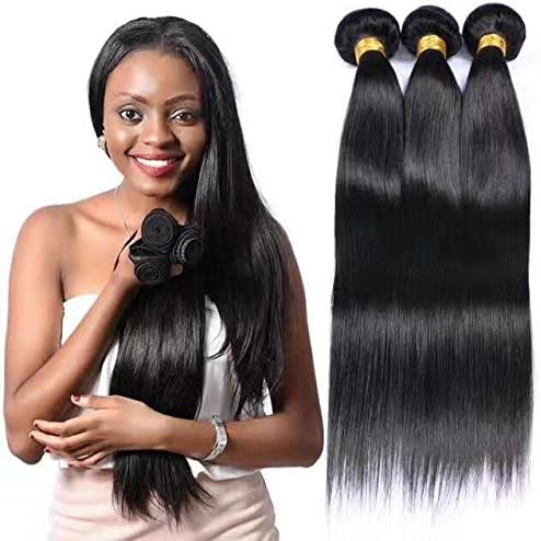Buself Brazilian Virgin Hair Straight 8A Unprocessed Human Hair Extensions 3 Bundles Natural Color (16 18 20)