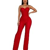 MTOYOU Women's formal elegant and sexy straight pants business party jumpsuit