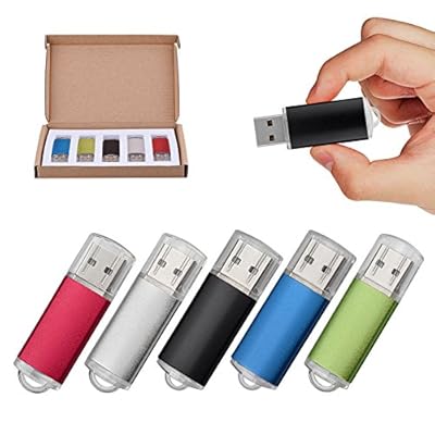 TOPESEL 5 Pack USB 2.0 Flash Drive Memory Stick Thumb Drives (5 Mixed Colors: Black Blue Green Red Silver)