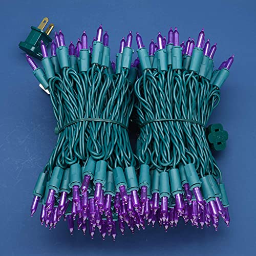Purple LED Christmas Lights, 66 Ft 200 Counts UL Certified Green Wire