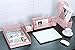 Delifox Office Suppliers 5 Piece Desktop Organizer Set Desk Accessories - Letter Tray, Mail Sorter, Sticky Note Holder, Pen Cup and Magazine Holder, Light Pink