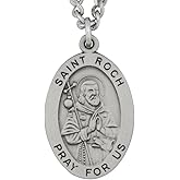 VILLAGE GIFT IMPORTERS Saint Roch Silver-Tone Medal on Chain | Patron Saint Against Epidemics | Includes Pamphlet with Information and Prayer | Great Catholic Accessory | Made in Italy