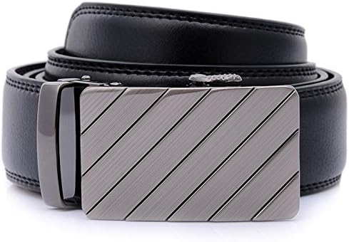 Squeple Men's Fashion Leather Belt Sliding Buckle 35mm Width QDF813-105