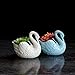 2pcs Swan White and Blue Ceramic Flower Planters/Succulent Plant Pots,Home Office Decor Planter(2, Swan)