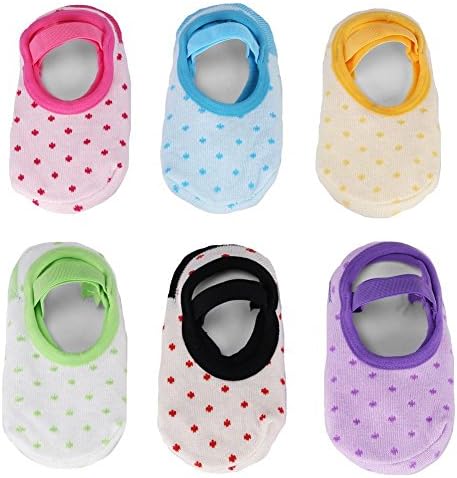 Toddler Anti Slip Socks Footsocks Sneakers No-Show Crew Boat Ankle Socks Pack of 6 (Multi Color)