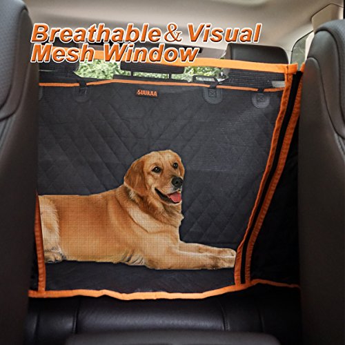 SUUKAA Durable 900D Oxford Cloth Dog Seat Cover for Back Seat,Middle Zipper,Visual Mesh Window,Door Protection,Waterproof,for Car SUV Truck