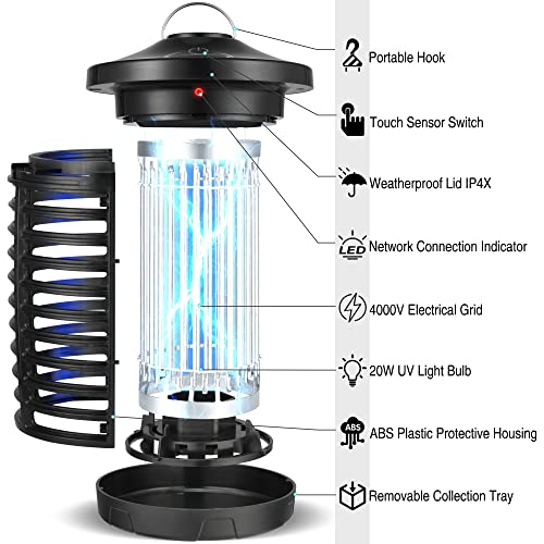 Smart Bug Zapper Indoor Outdoor Flying Insect Trap, Electric Zappers