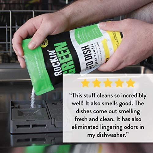 Rockin' Green 16oz (30 Loads) Auto Dish Detergent Powder All Natural Dishwasher Soap Vegan