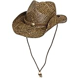 Peter Grimm Mens Straw Round Up Cowboy Hat, Dark Brown