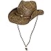Peter Grimm Mens Straw Round Up Cowboy Hat, Dark Brown