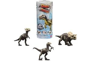 Mattel Jurassic World Dino Reveal Dinosaur Toys, Unpack Surprise & Warm Water Uncovers Full Decoration, 5 to 7 Inches, Species Vary