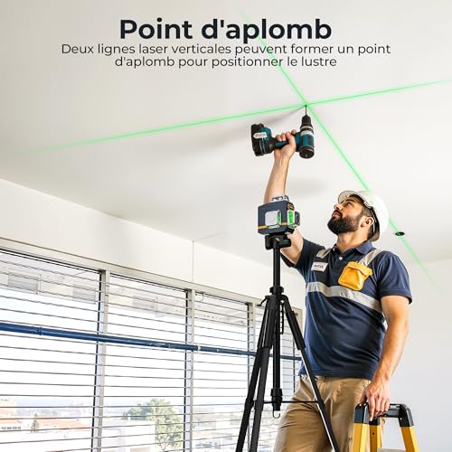 CIGMAN 3x360° Green Laser Level, Self Leveling Construction Site Laser, 30m Distance, 9 Hours Li-ion Battery, with Remote Control, Magnetic Stand, Swivel Tripod, Anti-Fall Carry Bag