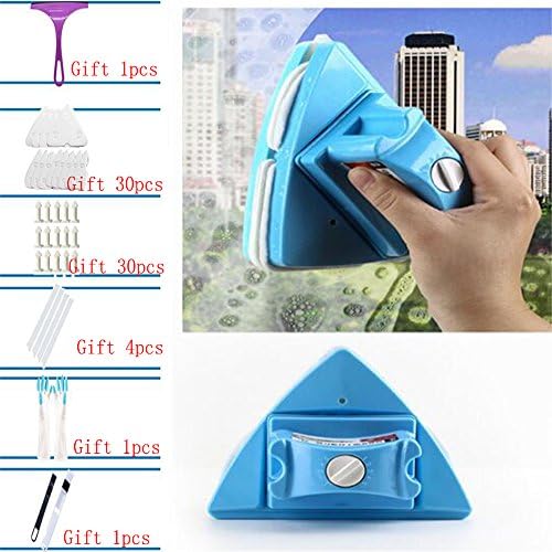 2 double-side magnetic glass cleaner with extra cleaning cotton for windows & doors car window accessories changeable nozzle tiles shower cabinets set outdoor scraping exterior wall brush two-sided scraper