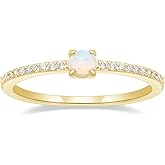 SHINYSO Wedding Band for Women 14K Gold Plated Created Opal Cubic Zirconia Thin Stacking Half Eternity Engagement ring for Her Size 4-10