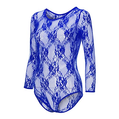 Startview Womens Long Sleeve Lace Floral Bodysuit Stretch Ladies Leotard Body Top