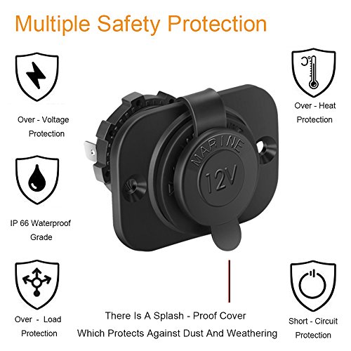 12V Cigarette Lighter Socket Car Marine Motorcycle ATV RV Lighter Socket Power Outlet Socket Receptacle Waterproof Plug 3Pack By MXRS