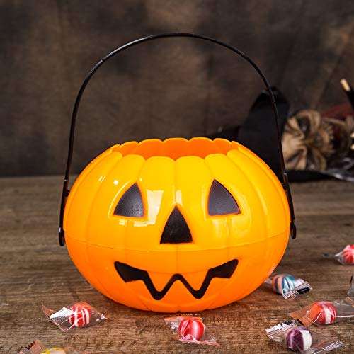 Large Halloween Pumpkin 7 Inch Jack O Lantern Trick or Treat Bucket Orange Kids Candy Bin Party Supplies Decoration Costume Accessories - Thumbnail 5