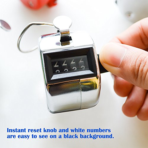 image for 4 Digit Hand Tally Counters with Lanyards, AFUNTA 4 Pack Mechanical La