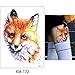 6 Sheets Watercolor Animal Temporary Tattoo Sticker Colored Drawing Body Makeup Decal