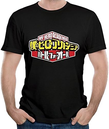 ZHIJIANSHIGONG Men Boku No My Hero Academia Logo Funny Outdoor Black T Shirt Short Sleeve
