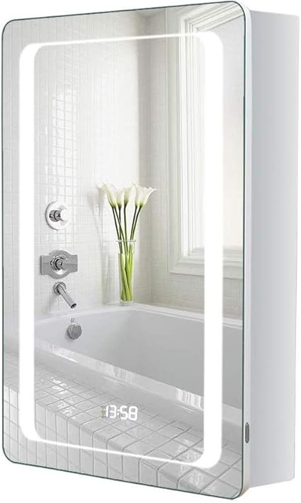 Warmiehomy Led Illuminated Bathroom Mirror Cabinet With Sensor Shaver Socket Demister Pad Wall Mounted For Cosmetic Makeup Shaving 70x50 Cm Classic Amazon Co Uk Kitchen Home