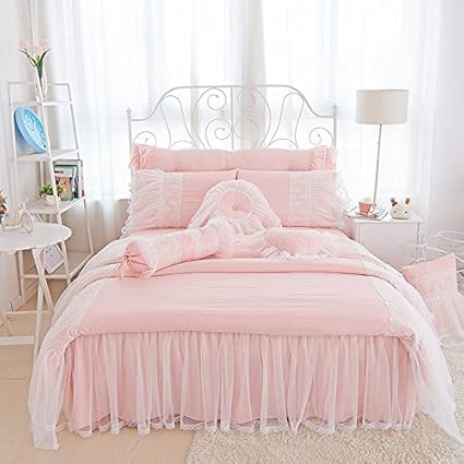 Amazon Com Fadfay Luxury Princess Girls Pink Bedding Sets White