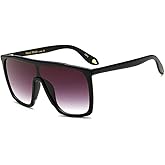 Freckles Mark Oversized 70s Retro Sunglasses Men Women Vintage Flat Top Square Frame One-Piece Lens Glasses Classic Shades