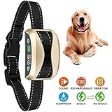 Bark Collar,USB Rechargeable Rainproof Dog Barking Control Training Collar Vibration/Safe Shock or No/7 Levels Sensitivity Anti Bark Reflective Collar for Small Medium Large Dog[2017 Version]