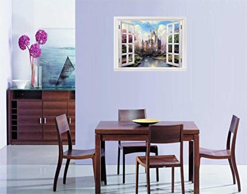Fake Windows stickers-Cinderella Castle Disney Painting Art huge giant wall-decor-stickers Decor Posters 35x47inch