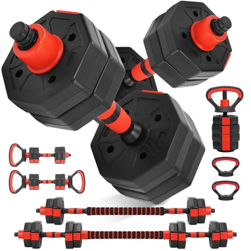 Halteres 10kg, Alteres para Musculação, Halteres 6 em 1 Alteres para Musculação, 10KG Kit com Kettlebell, Halter, Kit Alteres, Pesos para Exercícios em Casa