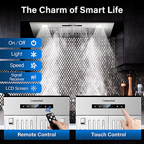 AMZCHEF Range Hood Insert 30 Inch Builtin Range Hoods 900CFM Stainless Steel Vent Hood for