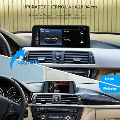 PEMP Linux Display for BMW 1 Series F20 F21 F22 3 Series F30 F31 F32 F33 F34 F35 NBT CIC Wired and Wireless CarPlay Android Car Use the Original Bluetooth Screen 1920 x 720 (2012-2017)