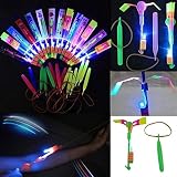 Habelyi 25pcs Amazing Led Light Arrow Rocket Helicopter Flying Toy Party Fun Gift Elastic