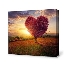 Canvas Wall Art for Living Room,Bedroom Home Artwork Paintings Heart Tree Ready to Hang - 12x12 inches