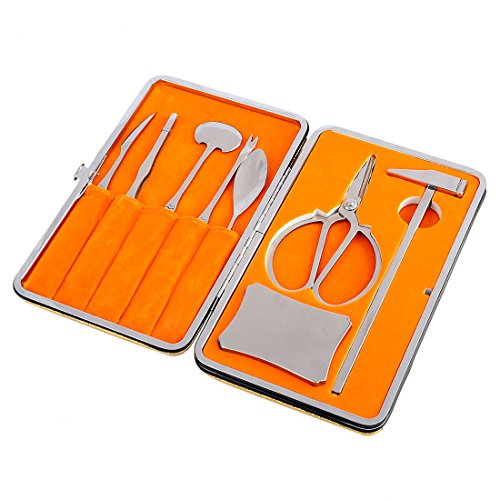 Haoun Seafood Tools Set,8Pcs Lobster Crab Cracker and Forks Tool Set with Golden Leather Case