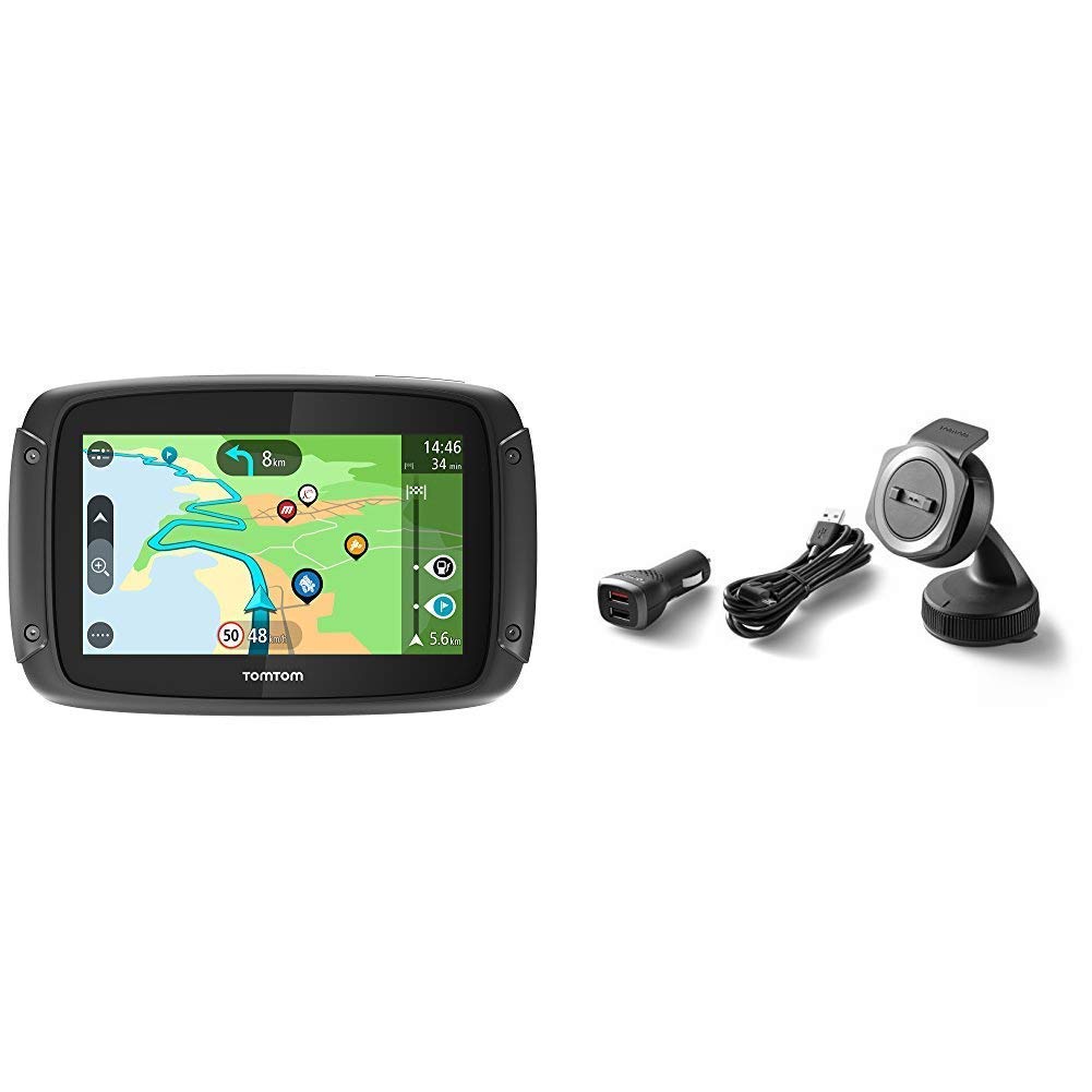 TomTom Motorcycle Sat Nav Rider 500, 4.3 Inch with Car Mount for TomTom Rider Motorcycle Navigation