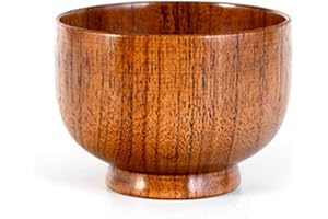 SundiooK Wooden Bowl Rice, Soup and Salad Natural Rustic Tableware, Japanese Design, Child-Friendly, Sustainable Food Contain