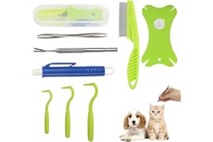 NYGHMY 8 in 1 Pet Tick Removal Tool Set with Storage Box – Tick Tweezers, Flea Comb, Magnifying Glass for Dogs, Cats & Pets –