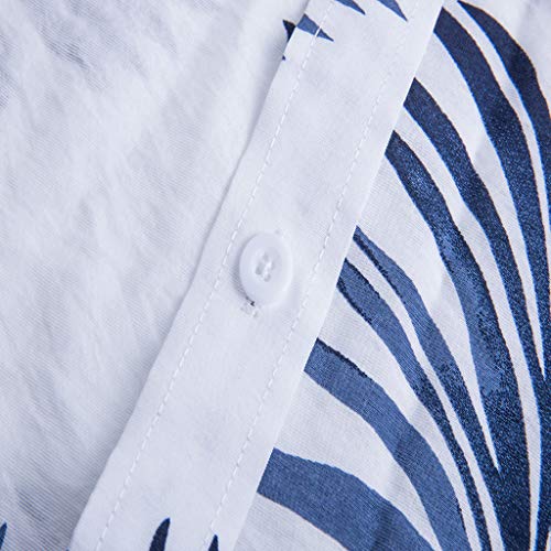 Amacok Men's Hawaiian Shirt Short Sleeve Shirt Summer Beach Party Flower Shirt Holiday Casual Shirts (White, L) - Thumbnail 5