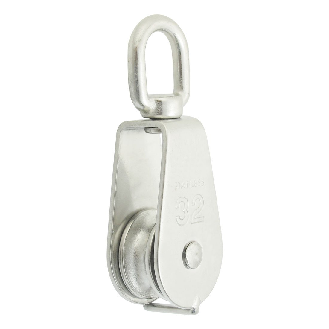 32KGS Silver Tone Single Sheave Swivel Eye Rope Pulley